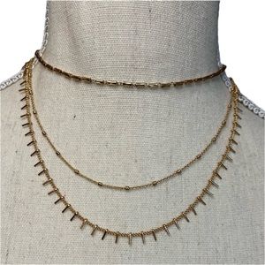 Triple Strand Gold Tone Necklace NWT